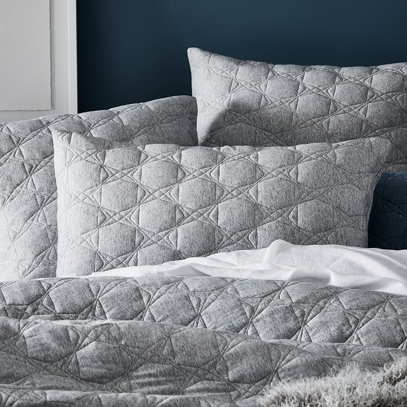 Fargo Quilted Bamboo Cotton Jersey Grey Marle Quilt Cover Separates