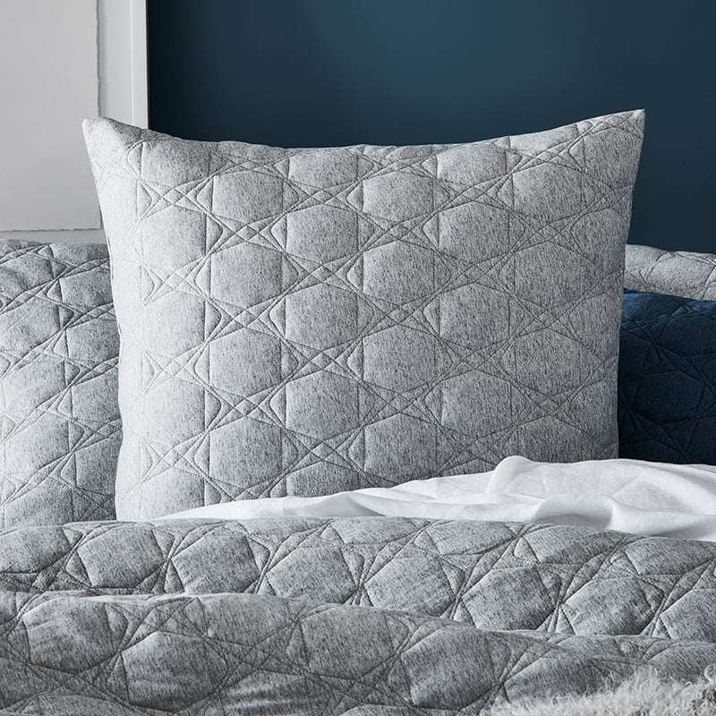 Fargo Quilted Bamboo Cotton Jersey Grey Marle Quilt Cover Separates