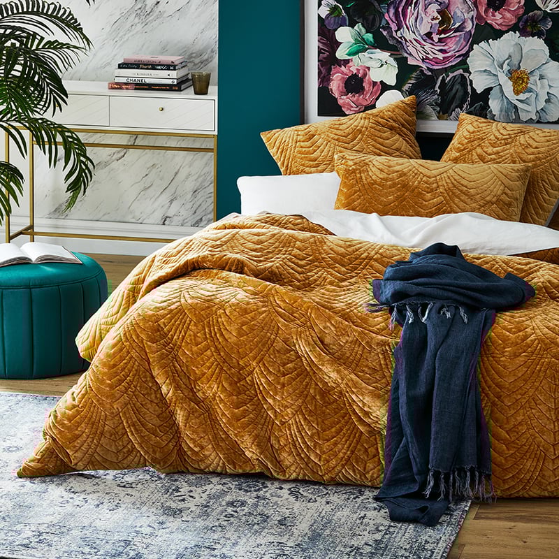 Carraway Velvet Gold Quilted Quilt Cover Separates