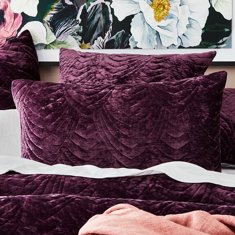 Carraway Velvet Plum Quilted Quilt Cover Separates