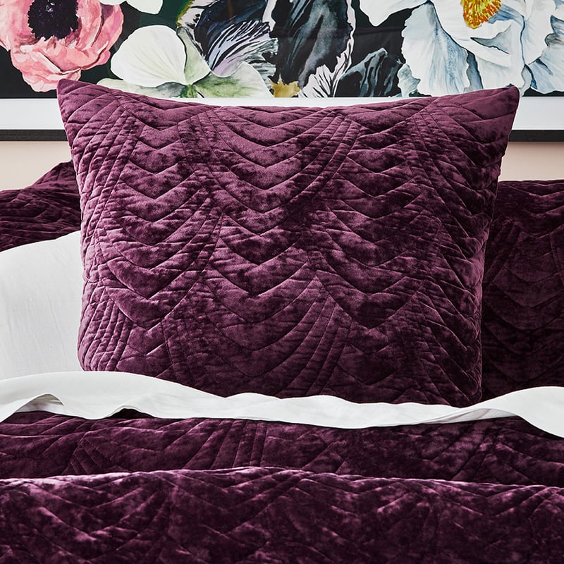 Carraway Velvet Plum Quilted Quilt Cover Separates