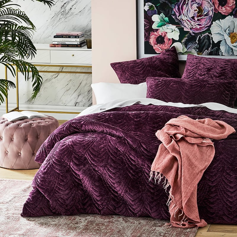 Carraway Velvet Plum Quilted Quilt Cover Separates