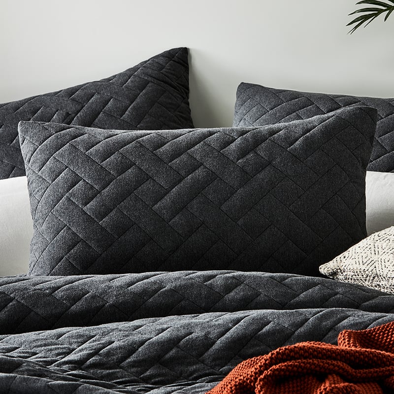 Logan Jersey Black Marle Quilted Quilt Cover Separates