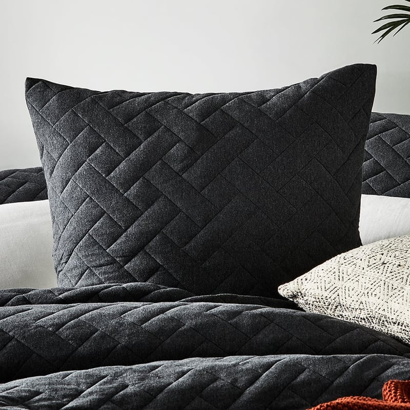 Logan Jersey Black Marle Quilted Quilt Cover Separates