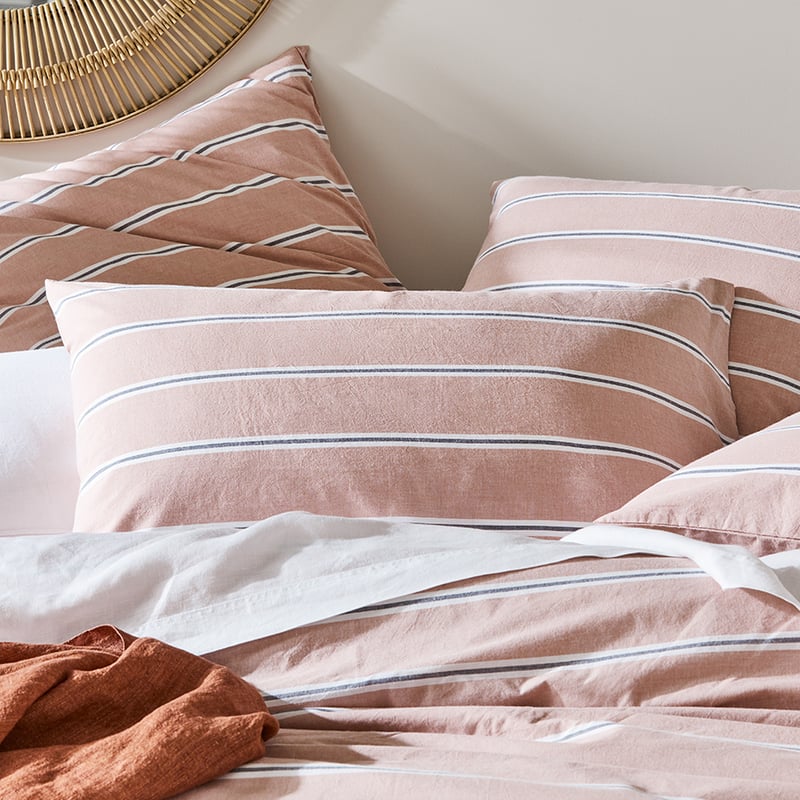 Stonewashed Yarn Dyed Cotton Clay Stripe Quilt Cover Separates