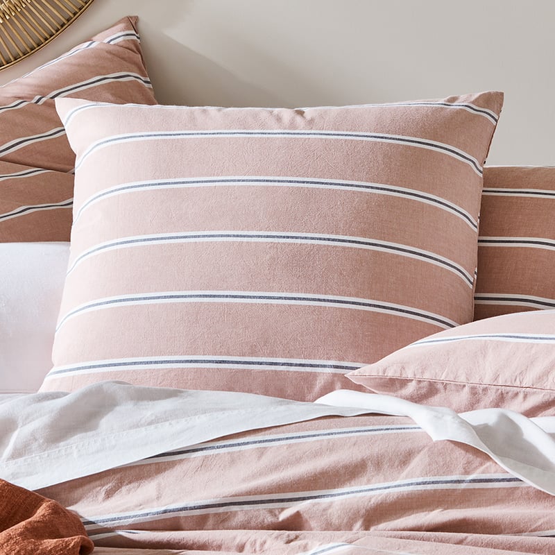 Stonewashed Yarn Dyed Cotton Clay Stripe Quilt Cover Separates