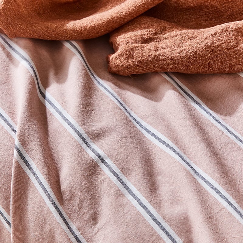 Stonewashed Yarn Dyed Cotton Clay Stripe Quilt Cover Separates
