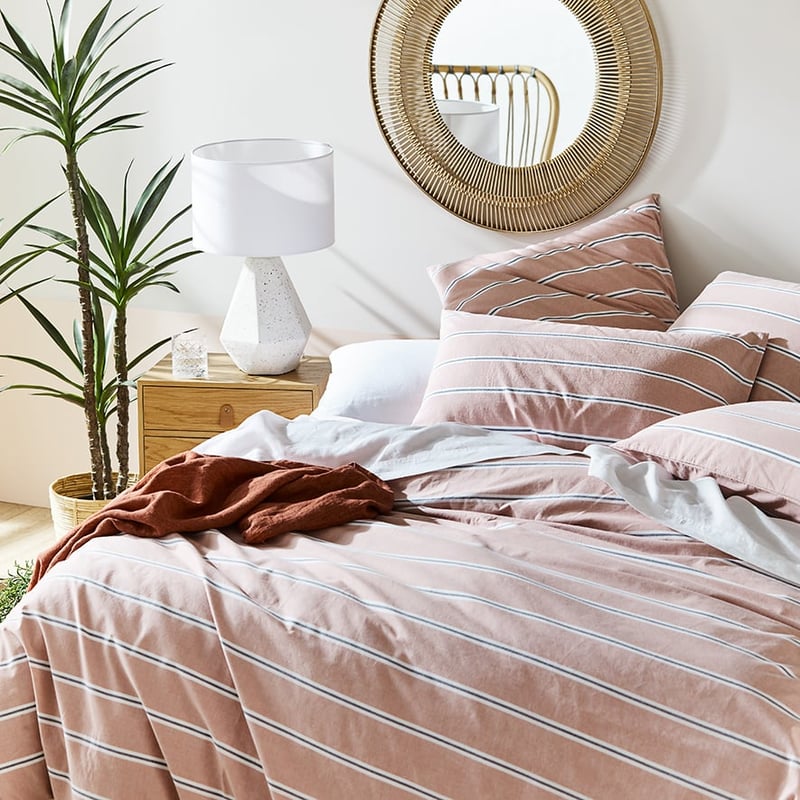 Stonewashed Yarn Dyed Cotton Clay Stripe Quilt Cover Separates