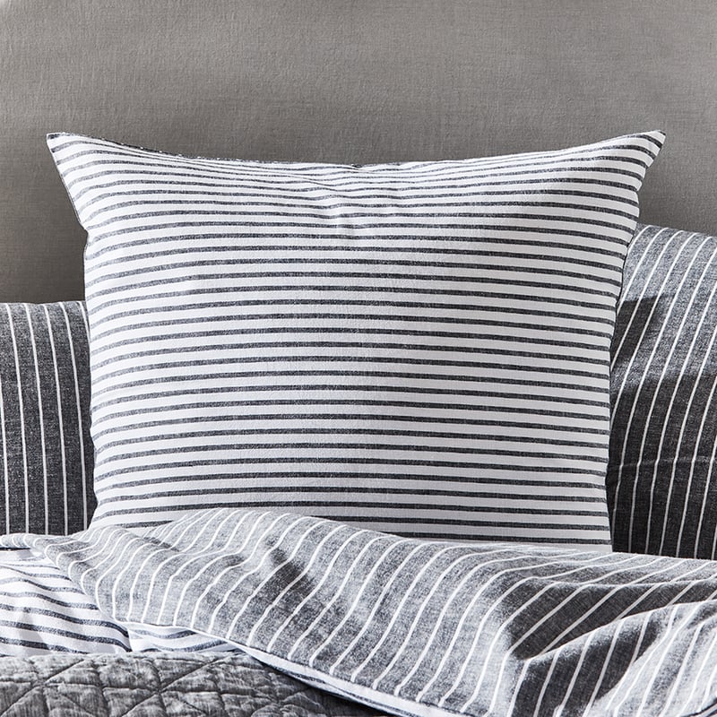 Vintage Washed Linen Cotton Indigo Stripe Quilt Cover Separates