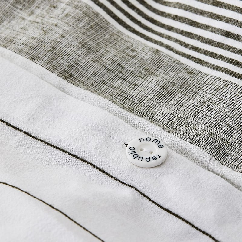 Vintage Washed Linen Cotton Moss Stripe Quilt Cover Separates