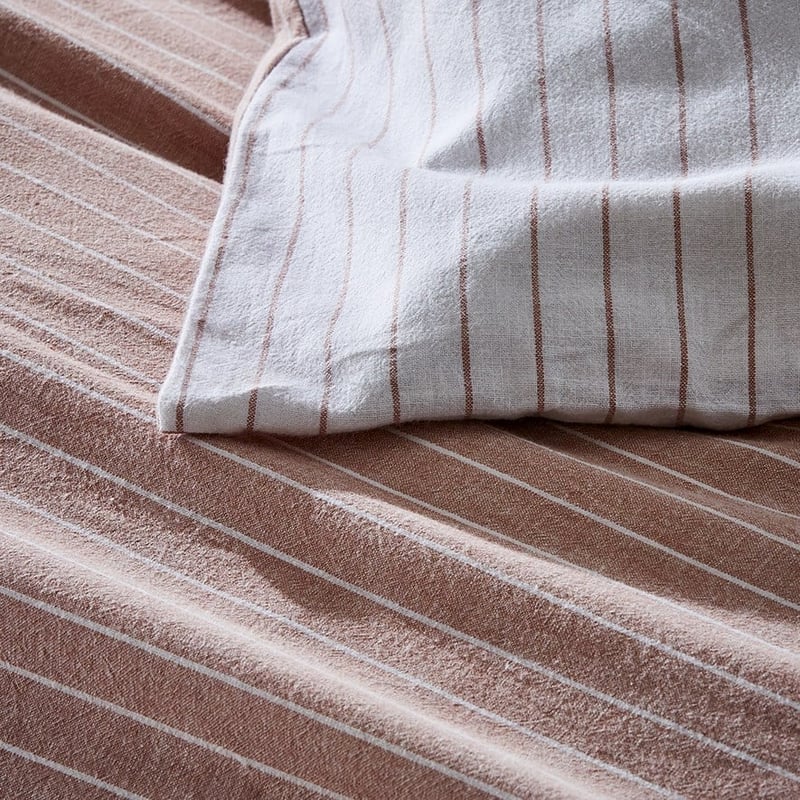 Vintage Washed Linen Cotton Rose Stripe Quilt Cover Separates
