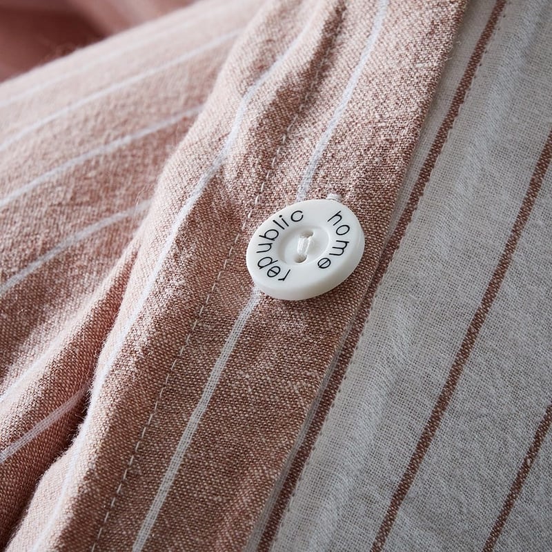 Vintage Washed Linen Cotton Rose Stripe Quilt Cover Separates