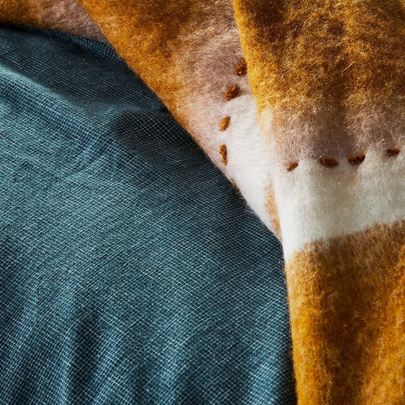 Vintage Washed Linen Cotton Teal Check Quilt Cover Separates