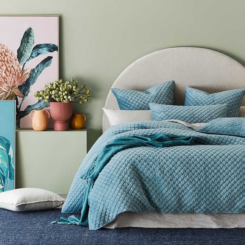 Waves Velvet Mineral Quilted Quilt Cover Separates
