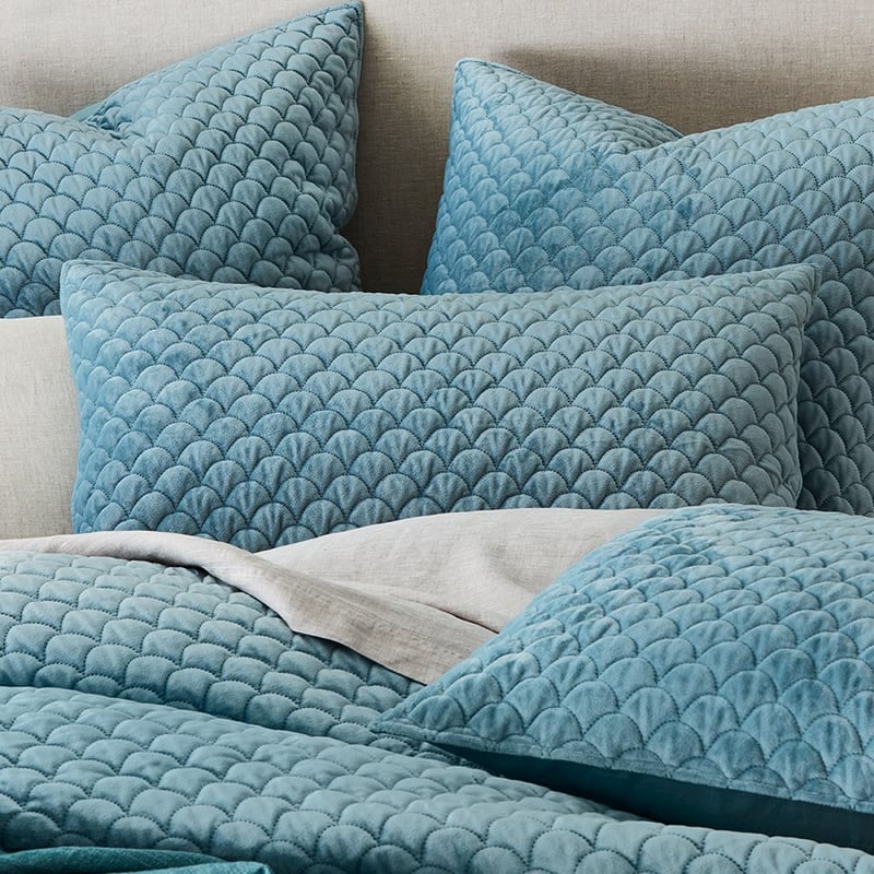 Waves Velvet Mineral Quilted Quilt Cover Separates