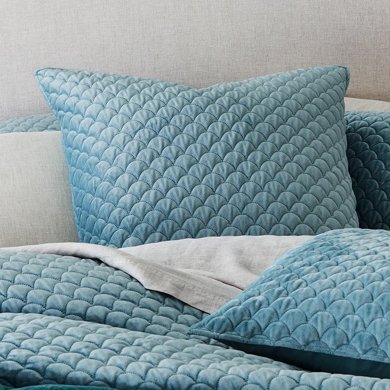 Waves Velvet Mineral Quilted Quilt Cover Separates