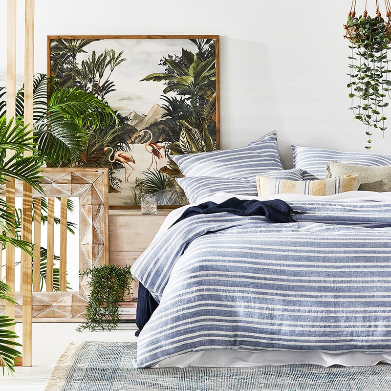 Hudson Linen Cotton Stripe Chambray Quilt Cover Separates