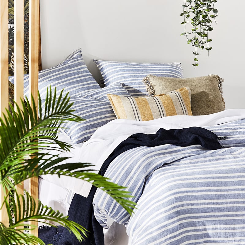 Hudson Linen Cotton Stripe Chambray Quilt Cover Separates