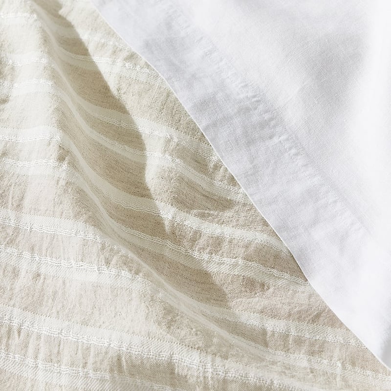Hudson Linen Cotton Stripe Natural Quilt Cover Separates