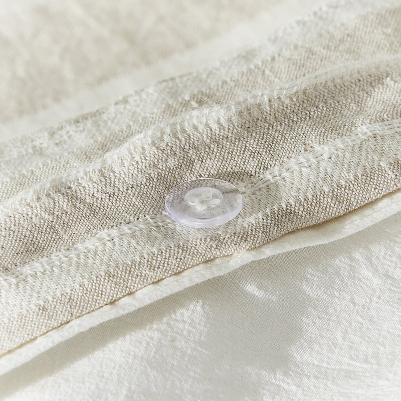 Hudson Linen Cotton Stripe Natural Quilt Cover Separates
