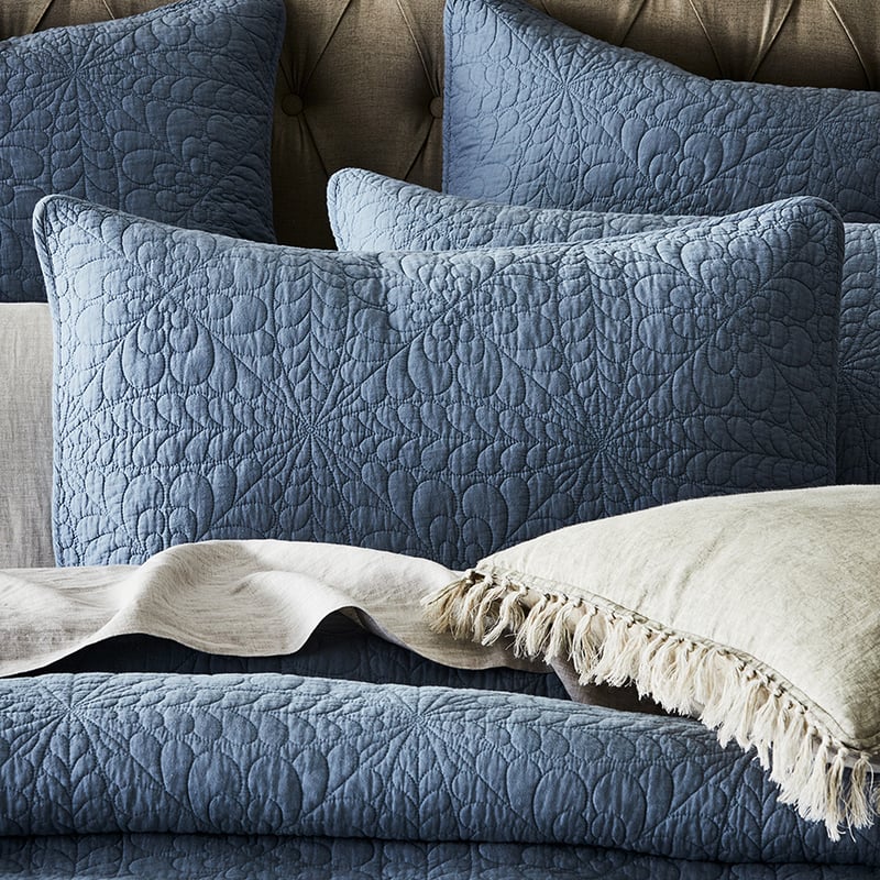 Daisy Dusty Blue Quilted Quilt Cover Separates