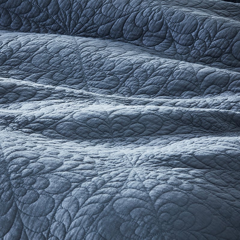 Daisy Dusty Blue Quilted Quilt Cover Separates