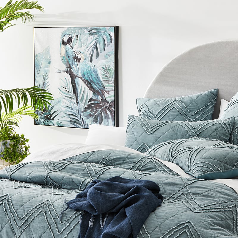 Monty Chenille Sage Quilted Quilt Cover Separates