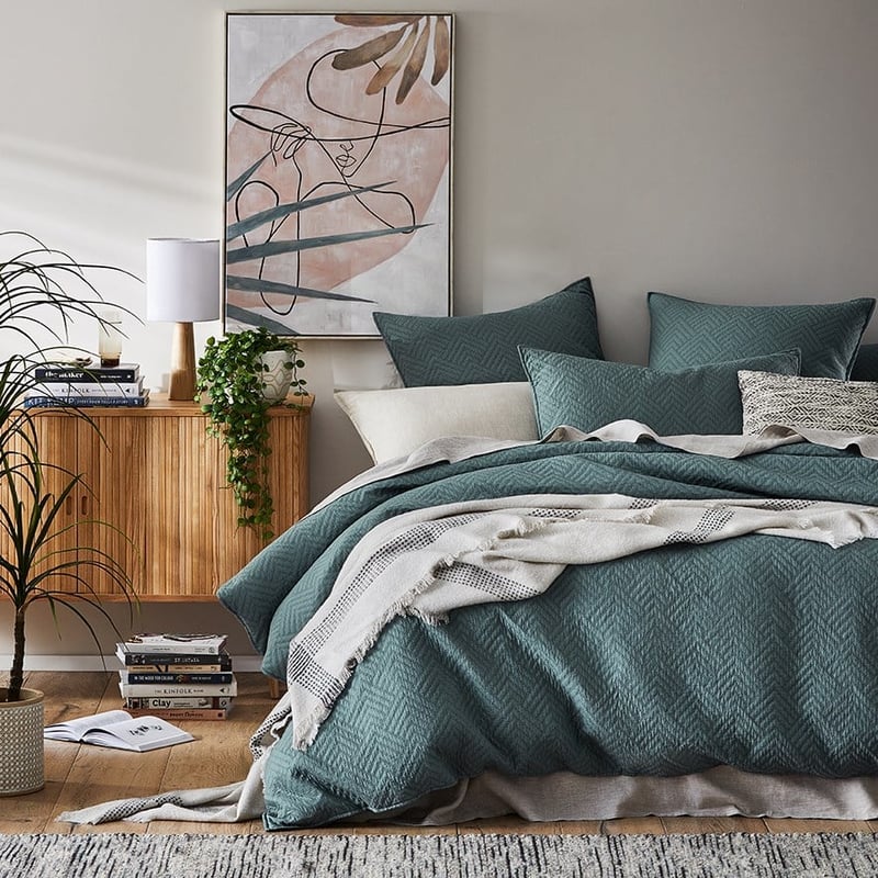 Colvin Teal Quilted Quilt Cover Separates