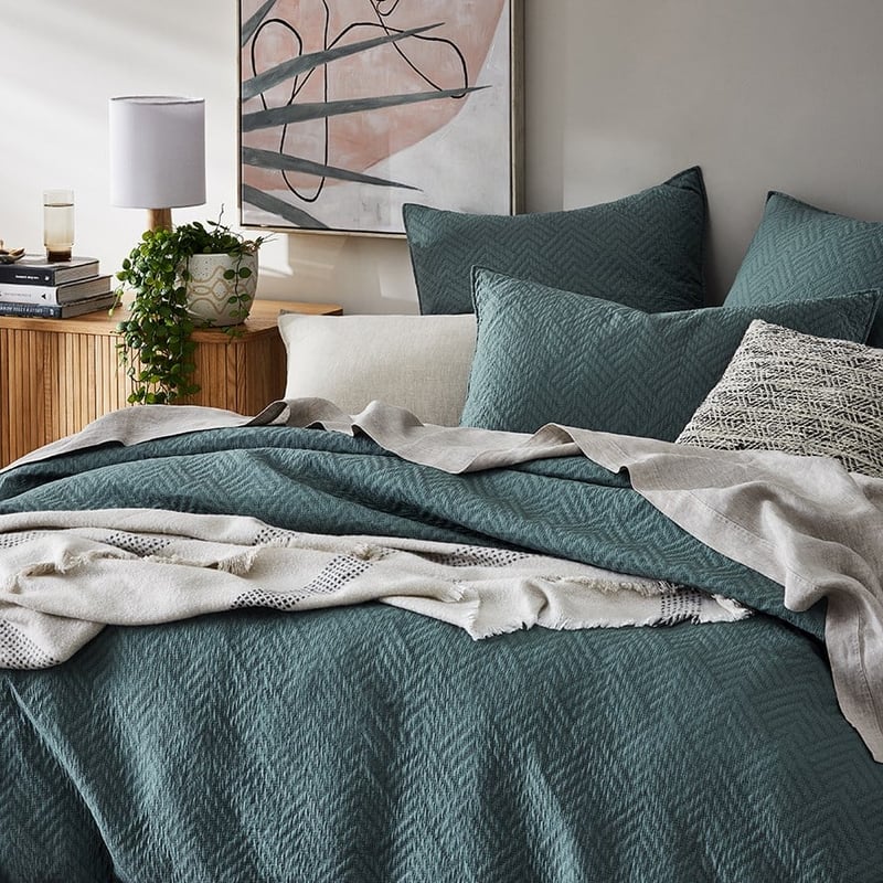 Colvin Teal Quilted Quilt Cover Separates