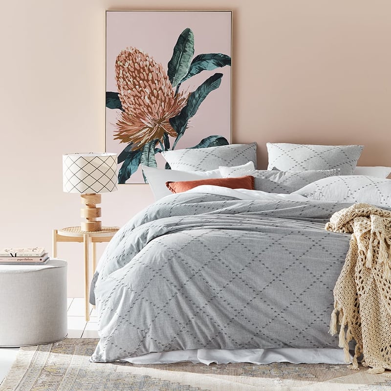 Delta Embroidered Grey Marle Quilt Cover Set + Separates