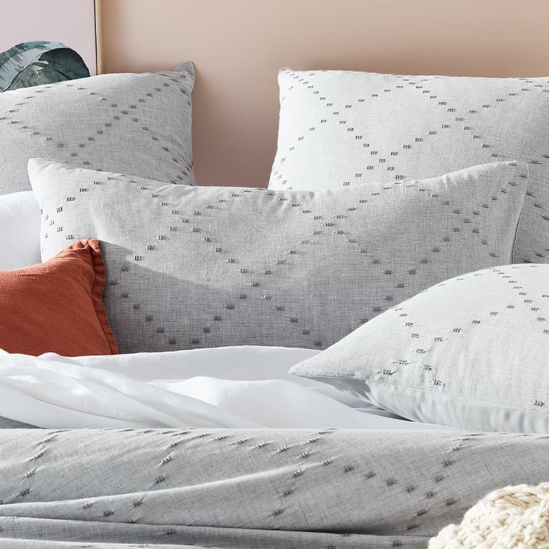 Delta Embroidered Grey Marle Quilt Cover Set + Separates