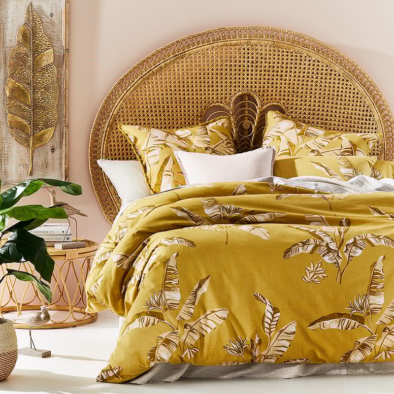 Banana Leaf Mustard Quilt Cover Set + Separates