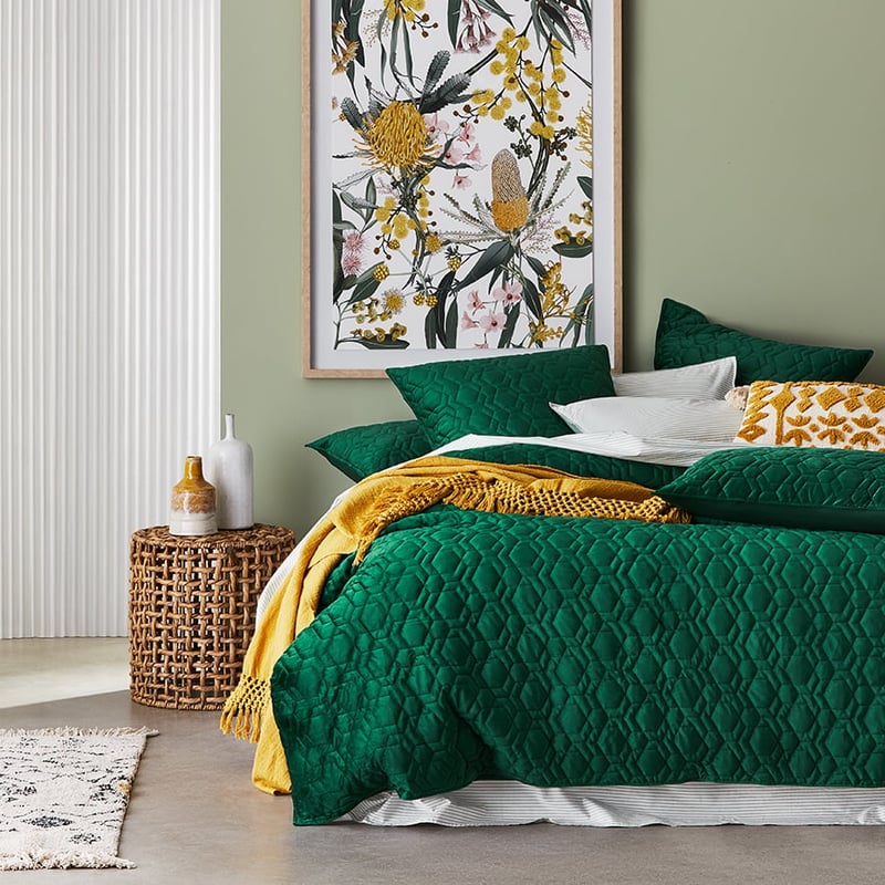 Neo Velvet Emerald Quilted Quilt Cover Separates