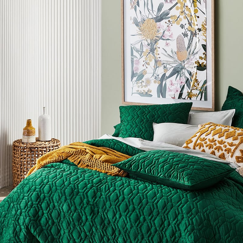 Neo Velvet Emerald Quilted Quilt Cover Separates