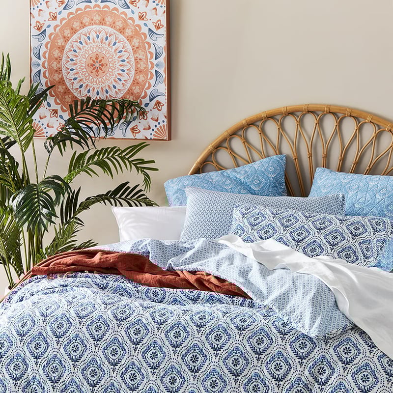 Sari Blue Quilted Quilt Cover Separates