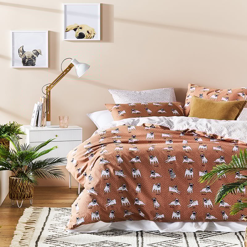 PJ Pug Clay Quilt Cover Set + Separates
