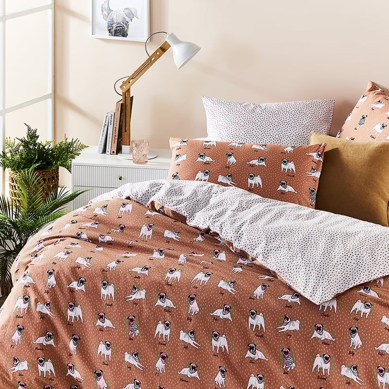 PJ Pug Clay Quilt Cover Set + Separates