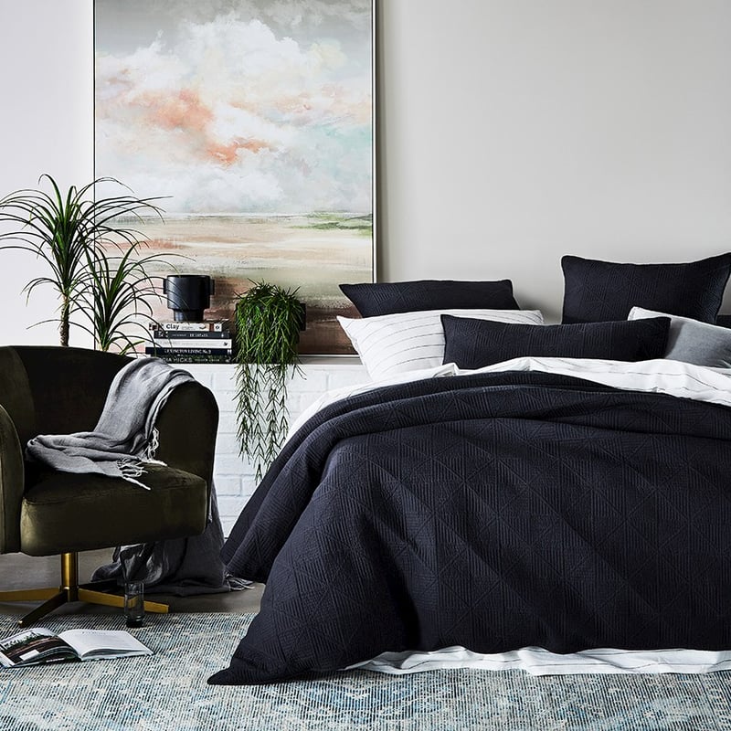 Prism Charcoal Quilted Quilt Cover Separates