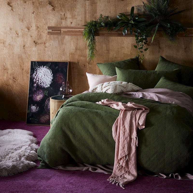 Prism Olive Quilted Quilt Cover Separates