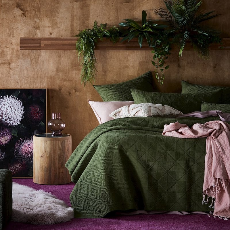 Prism Olive Quilted Coverlet Separates