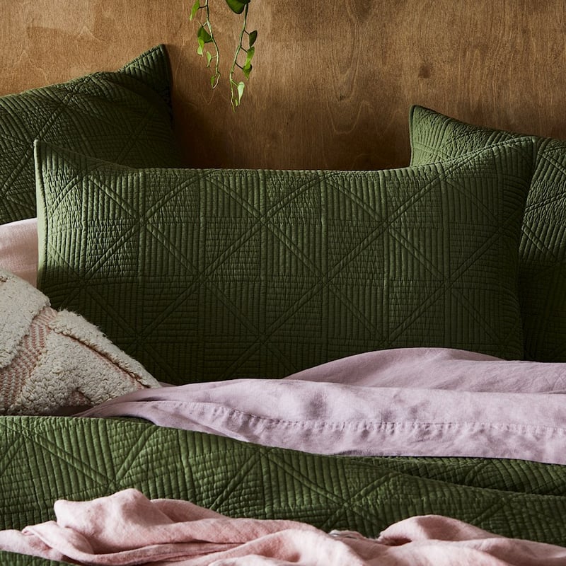 Prism Olive Quilted Coverlet Separates
