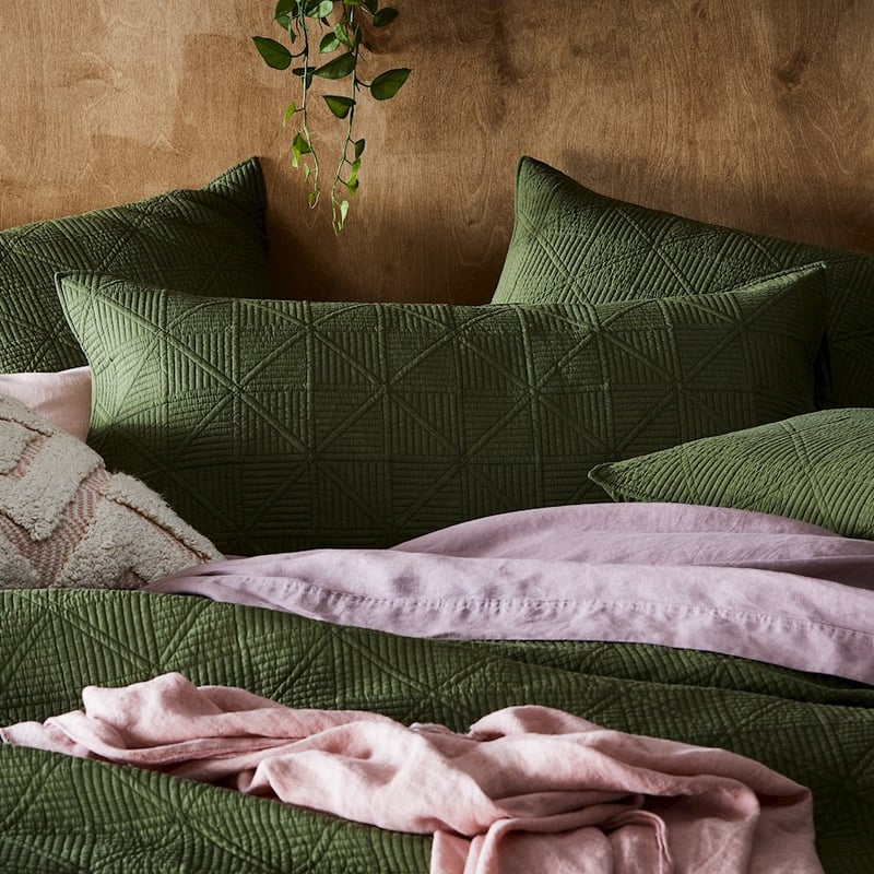 Prism Olive Quilted Coverlet Separates