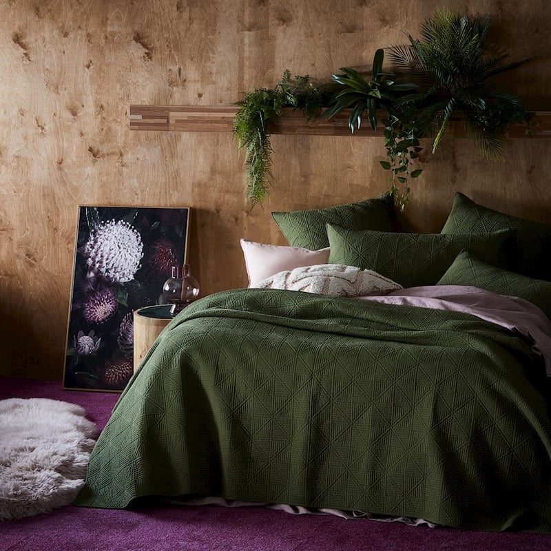 Prism Olive Quilted Coverlet Separates