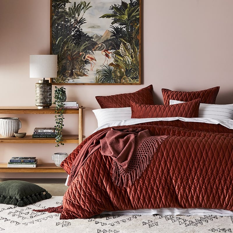 May Velvet Clay Quilted Quilt Cover Separates