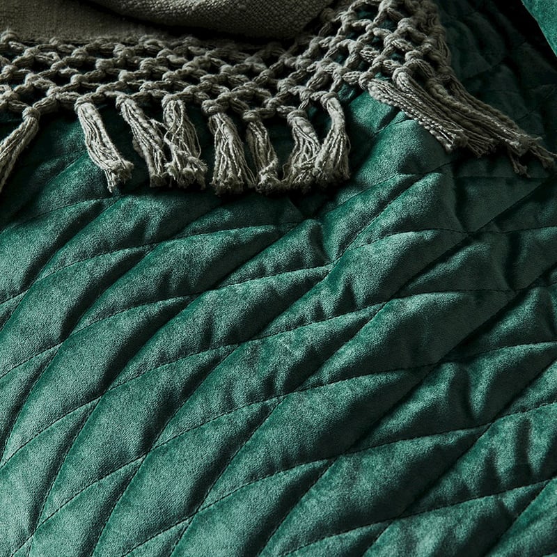 May Velvet Dark Olive Quilted Quilt Cover Separates