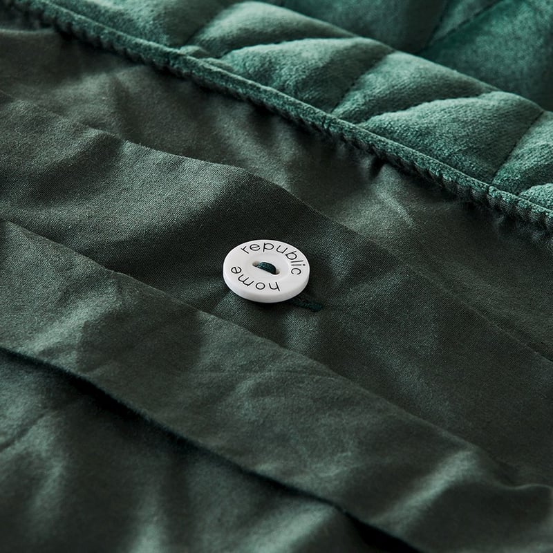 May Velvet Dark Olive Quilted Quilt Cover Separates