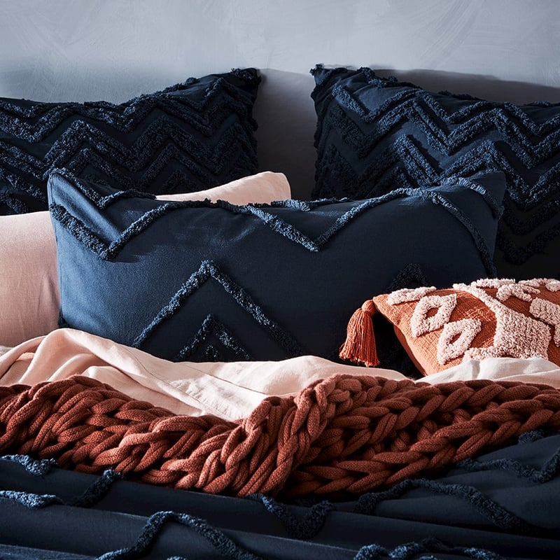 Orlando Chenille Navy Quilt Cover Separates