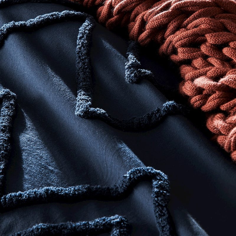 Orlando Chenille Navy Quilt Cover Separates