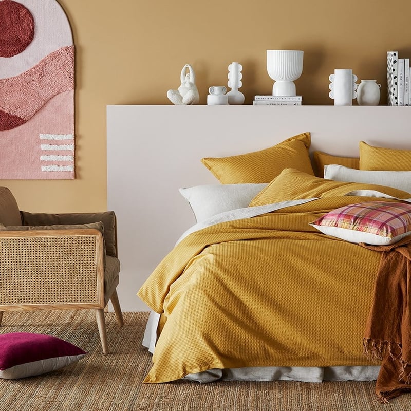 Berlin Waffle Cashew Quilt Cover Set + Separates