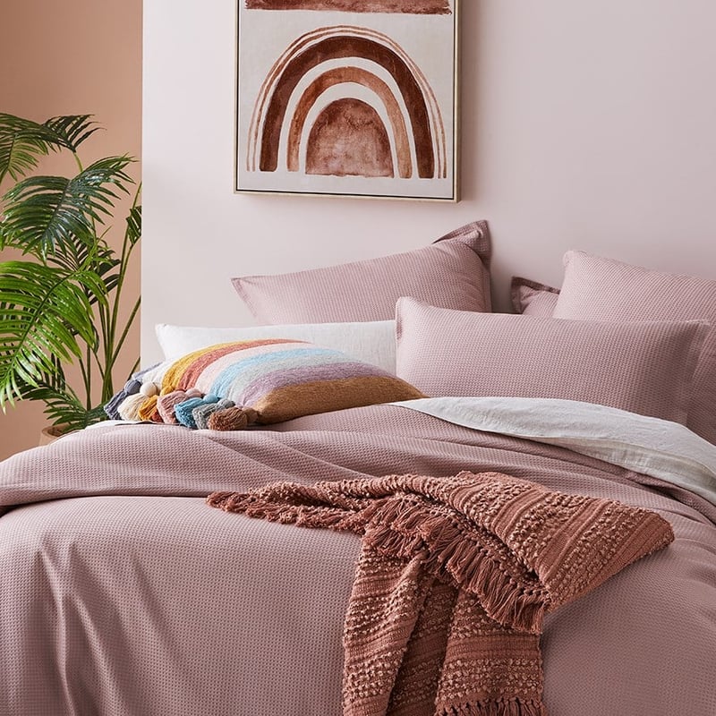 Berlin Waffle Dusty Rose Quilt Cover Set + Separates